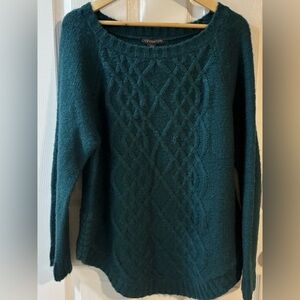 Covington Teal Cable Knit Boat Neck Sweater Women’s Size Large Cozy Chunky Knit
